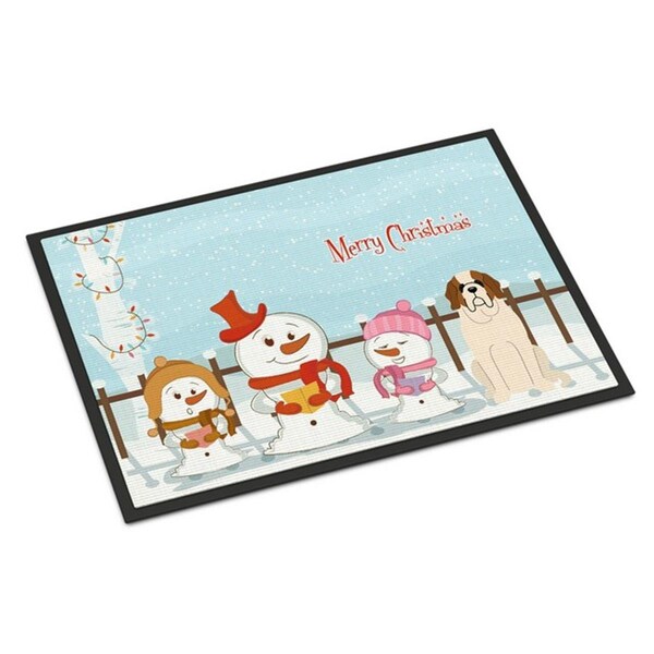 Carolines Treasures Merry Christmas Carolers Saint Bernard Indoor or Outdoor Mat, 24 x 0.25 x 36 in. BB2366JMAT - main